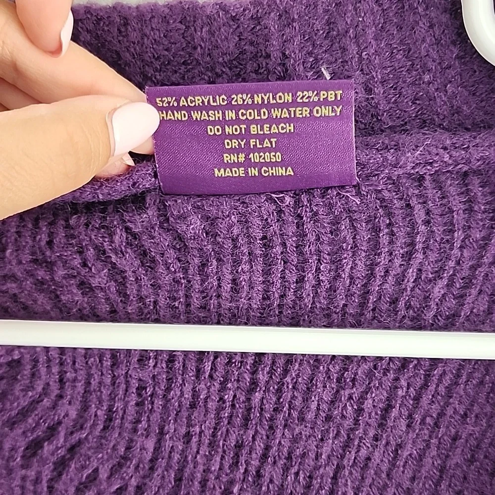 Taylor Swift Speak Now Cardigan Sweater M/L Purple Cable Knit Star Soft - Picture 6 of 9